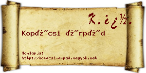 Kopácsi Árpád névjegykártya