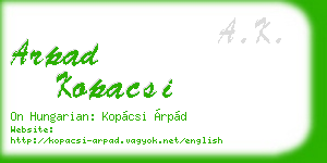 arpad kopacsi business card