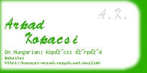 arpad kopacsi business card